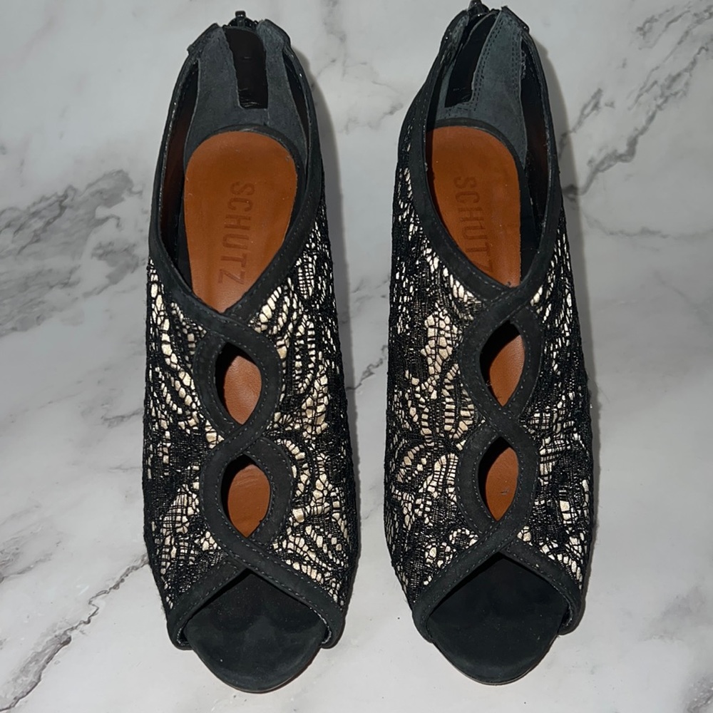 Schutz Open-Toe Booties - Picture 2 of 7
